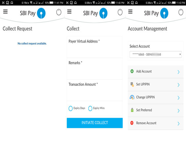 SBI Pay account management